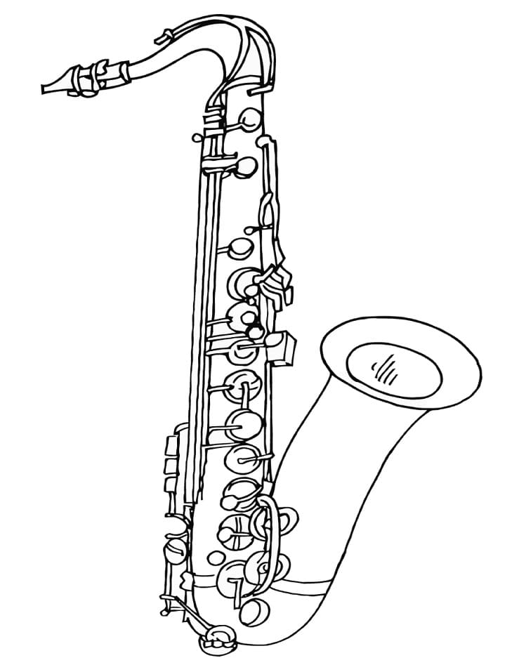 Desenho de Saxofone Pdf para Colorir e Pintar
