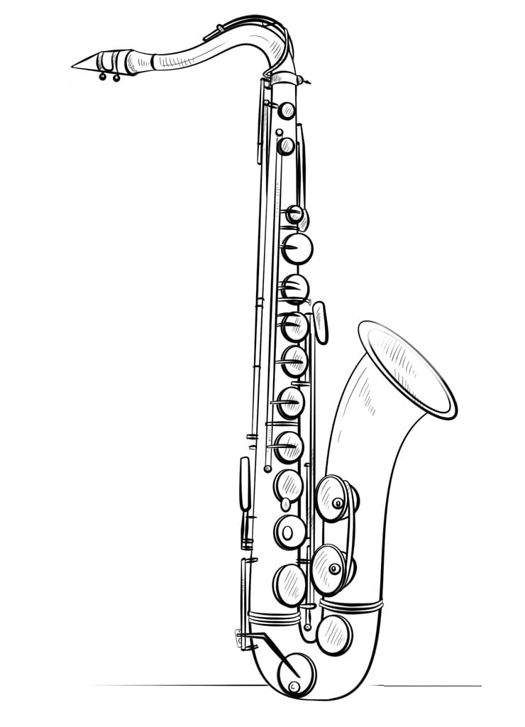 Desenho de Saxofone Pdf para Imprimir e Colorir e Pintar