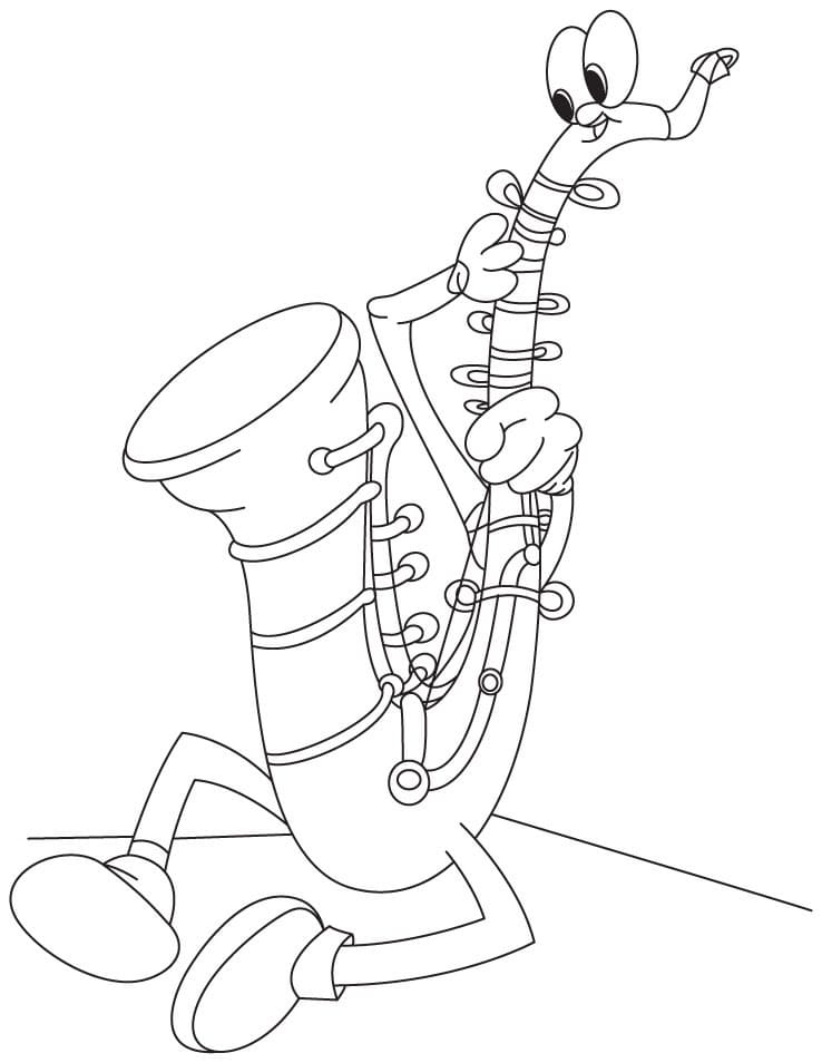 Desenho Saxofone de Desenho Animado para Colorir e Pintar