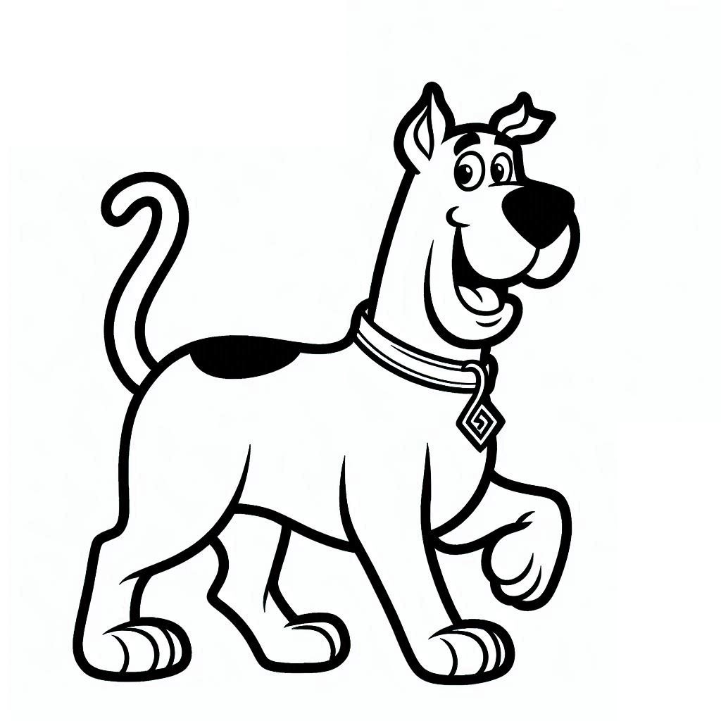 Desenho de Scooby Doo Alegre para Colorir e Pintar