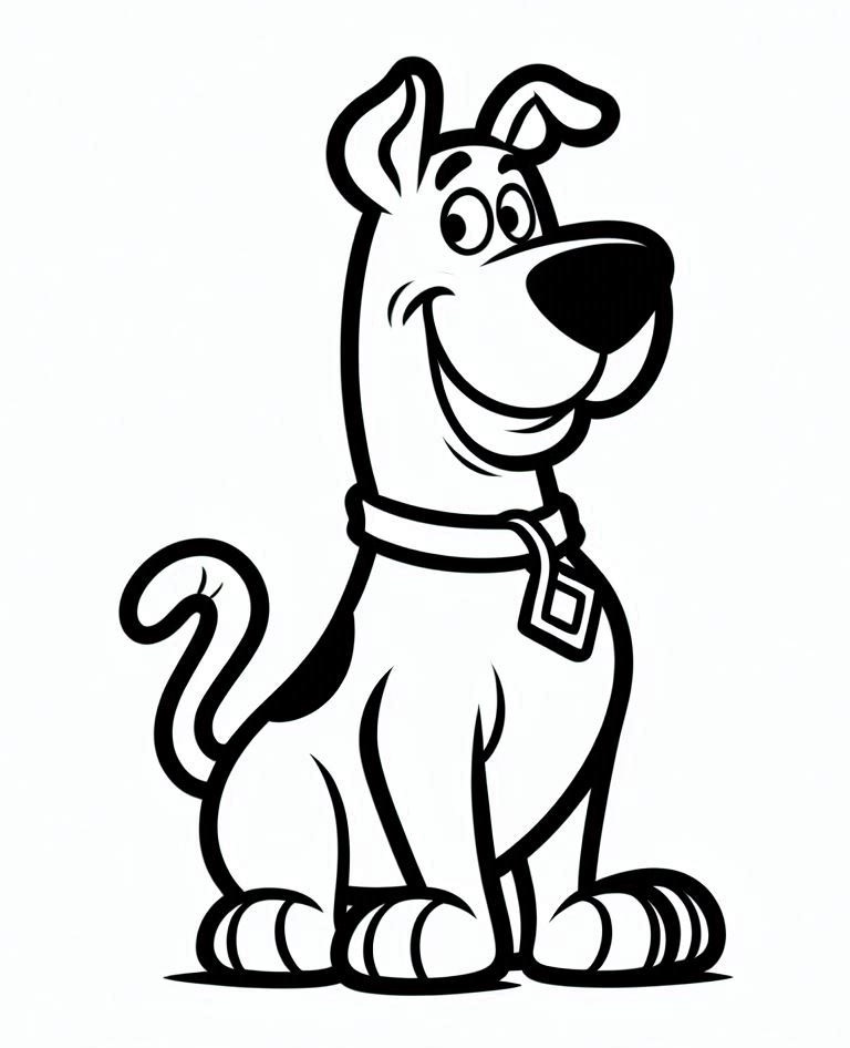 Desenho de Scooby Doo Sorridente para Colorir e Pintar