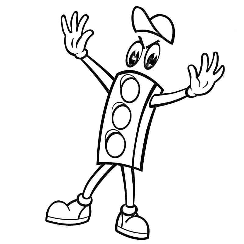 Desenho de Semáforo Animado para Colorir e Pintar