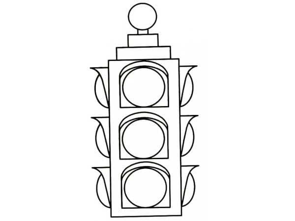 Desenho de Semáforo Grátis para Colorir e Pintar