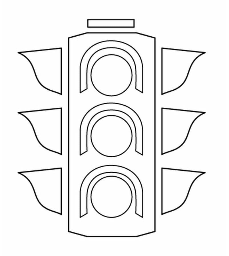 Desenho de Semáforo Imprimivel para Colorir e Pintar