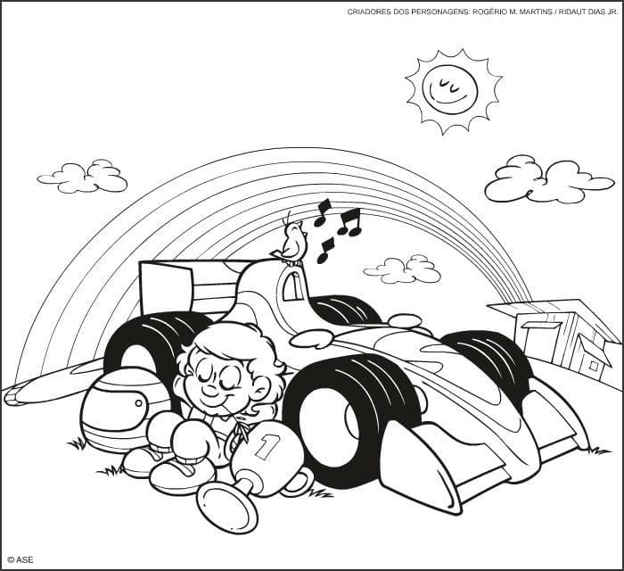 Desenho de Senninha para Crianças de 1 Ano para Colorir e Pintar