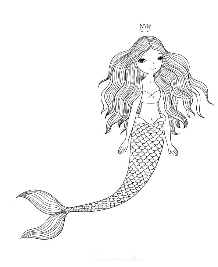 Desenho de Sereia Muito Linda para Colorir e Pintar