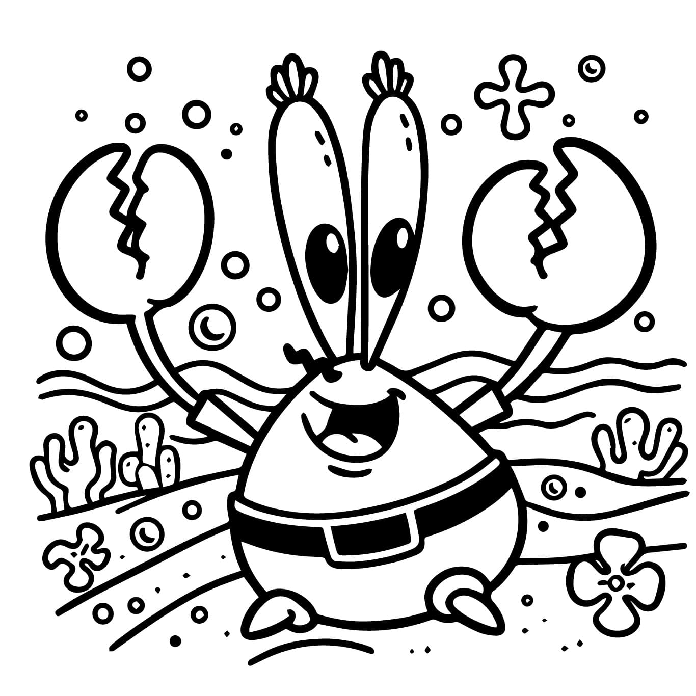 Desenho de Seu Sirigueijo Alegre para Colorir e Pintar