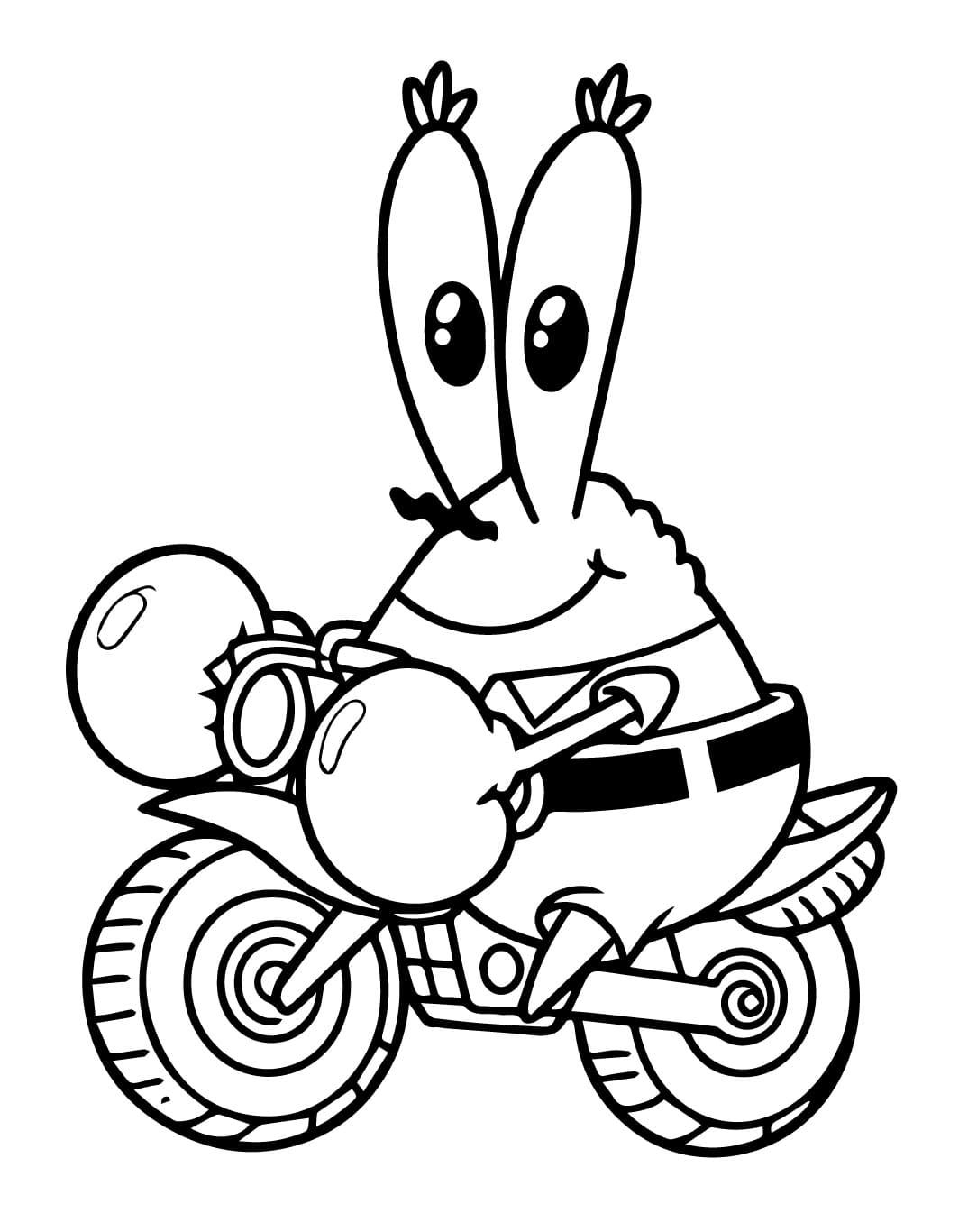 Desenho de Seu Sirigueijo na Moto para Colorir e Pintar