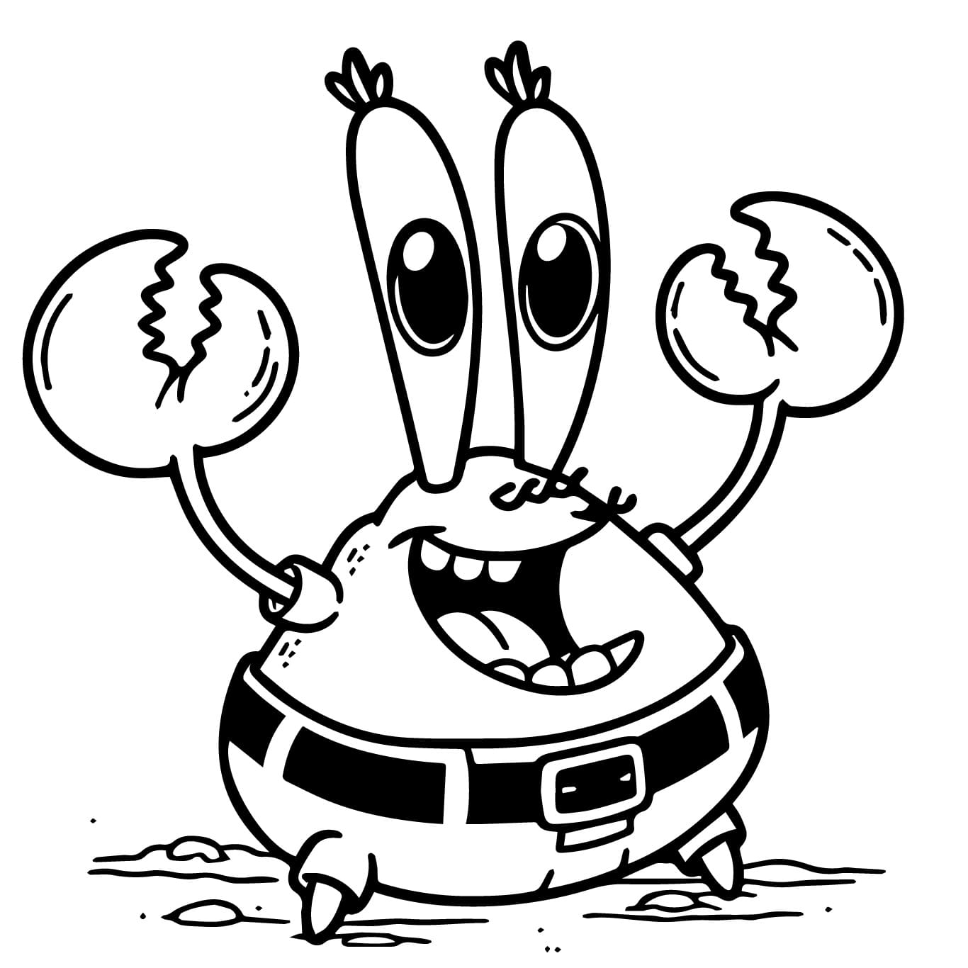 Desenho de Seu Sirigueijo Rindo para Colorir e Pintar