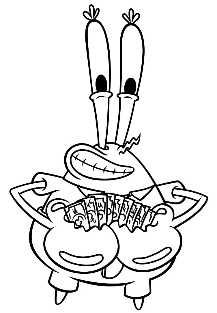 Desenho Seu Sirigueijo com Dinheiro para Colorir e Pintar