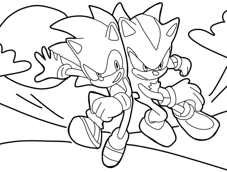 Desenho de Sonic e Shadow para Colorir e Pintar