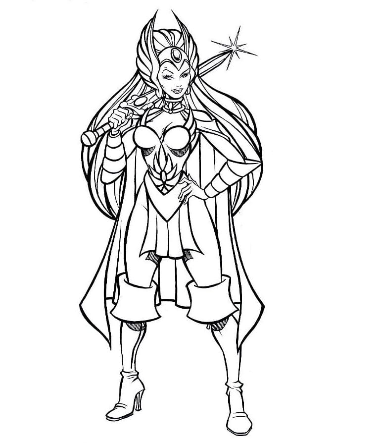 Desenho da Guerreira She Rã Incrível para Colorir e Pintar