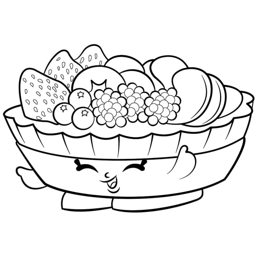 Desenho de Torta de Frutas Vermelhas para Colorir e Pintar