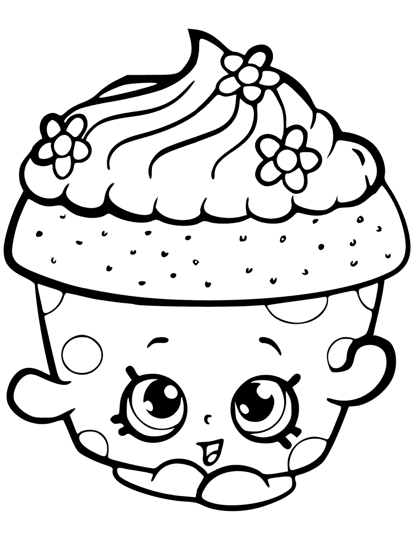 Desenho de Shopkin Cupcake Fofo para Colorir e Pintar