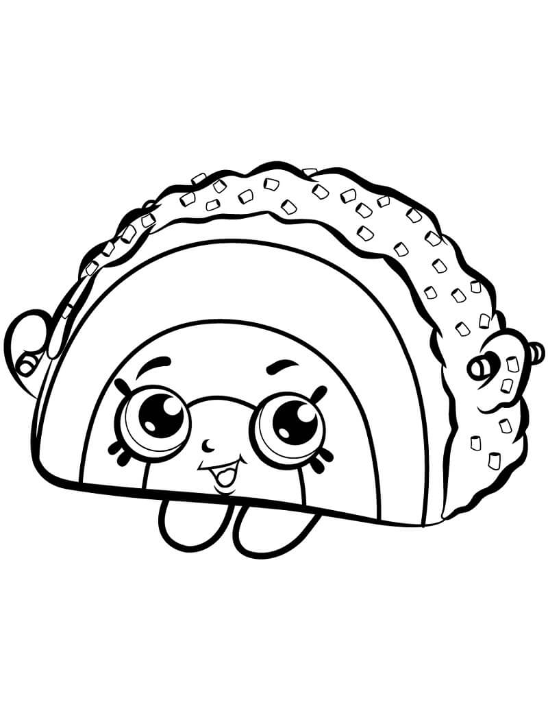 Desenho Rainbow Bite Cake Shopkins para Colorir e Pintar