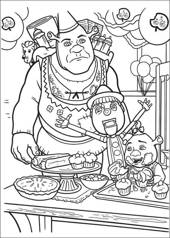 Desenho de Shrek e Amigos para Colorir com Giz de Cera e Pintar