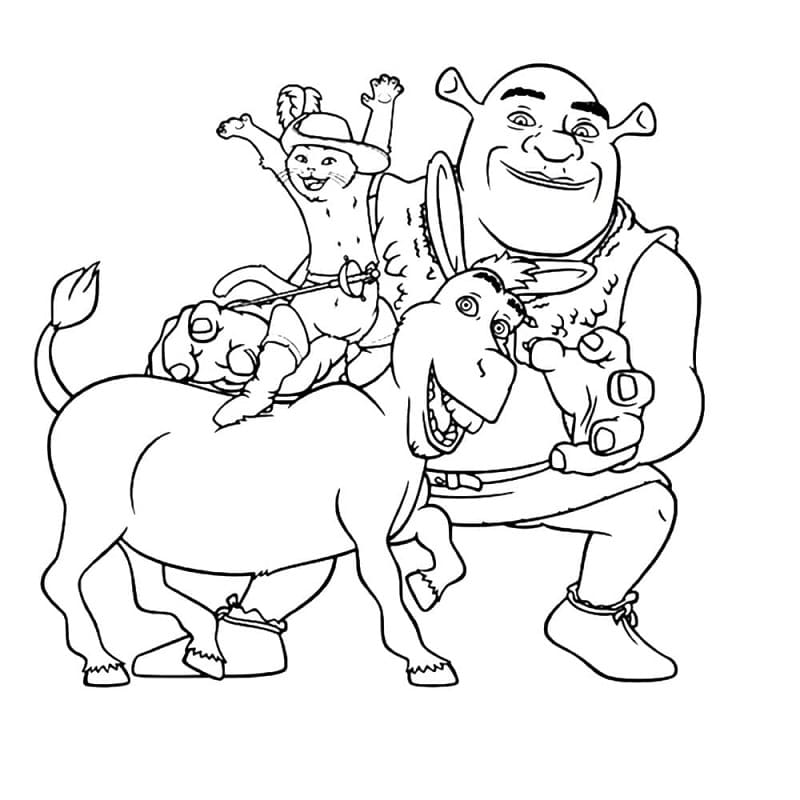 Desenho de Shrek e Amigos para Imprimir e Colorir e Pintar