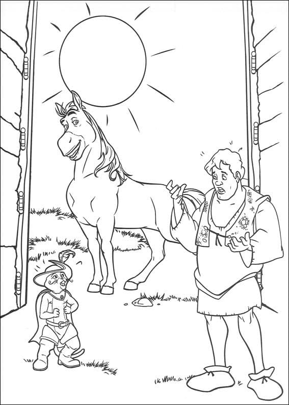 Desenho de Shrek e Amigos para Pintar com Lápis de Cor