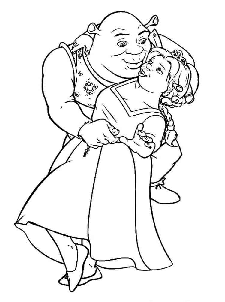 Desenho de Shrek e Fiona para Colorir Download e Pintar