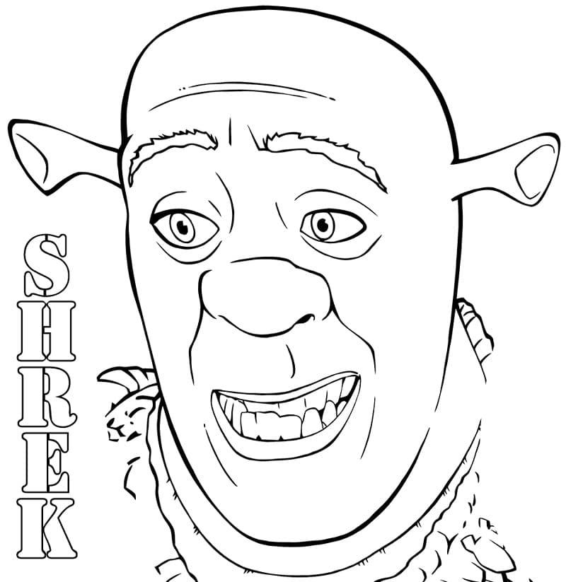 Desenho Imprimivel do Rosto do Personagem Shrek para Colorir e Pintar