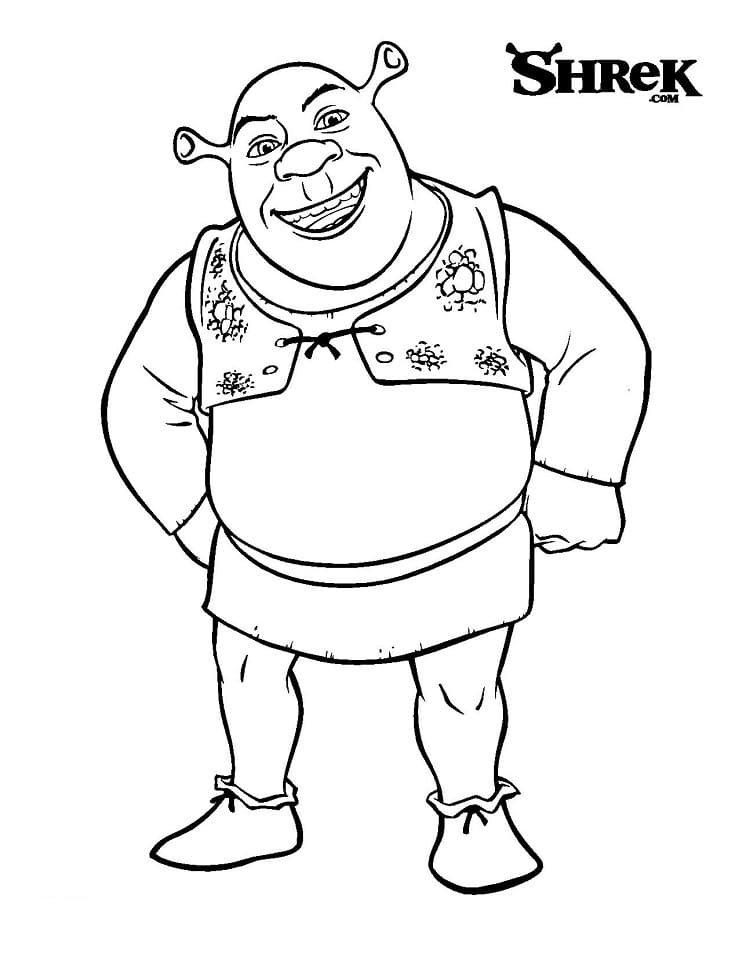 Desenho para Colorir Shrek e Pintar