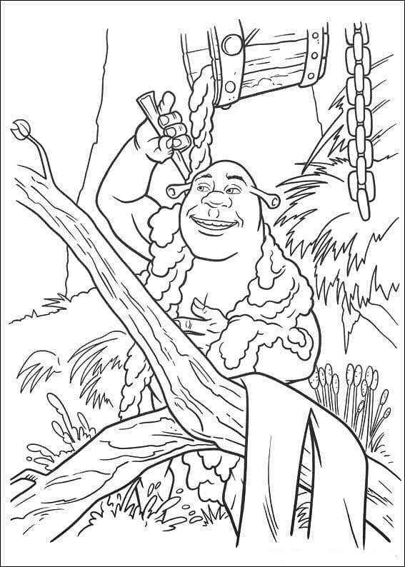 Desenho Pdf de Shrek Tomando Banho na Lama para Colorir e Pintar