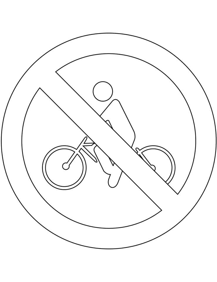 Desenho Proibido Trânsito de Bicicleta para Colorir e Pintar