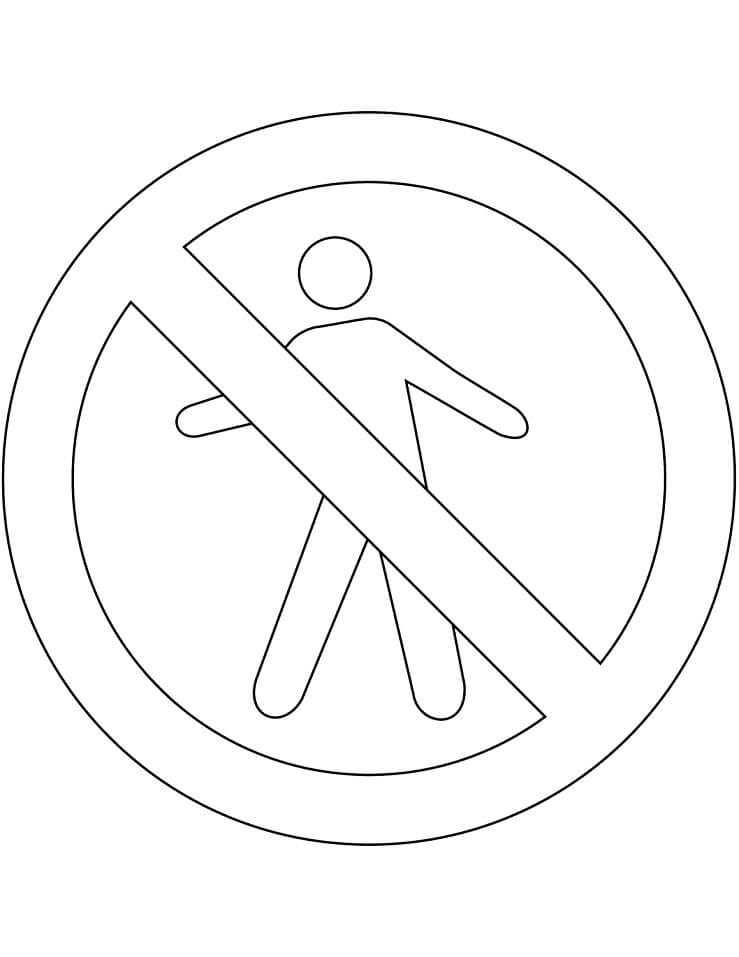 Desenho Proibido Trânsito de Pedestres para Colorir e Pintar