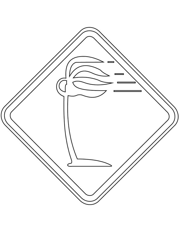 Desenho Sinais de Trânsito no Brasil Vento Lateral para Colorir e Pintar