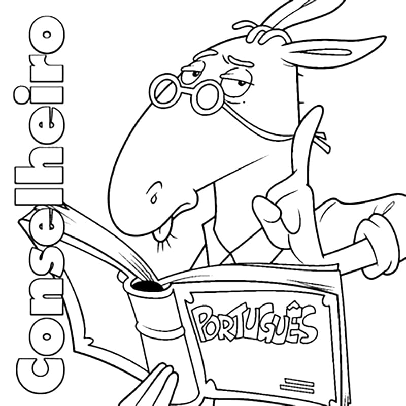 Desenho de Conselheiro Estudando Português Imprimivel para Colorir e Pintar