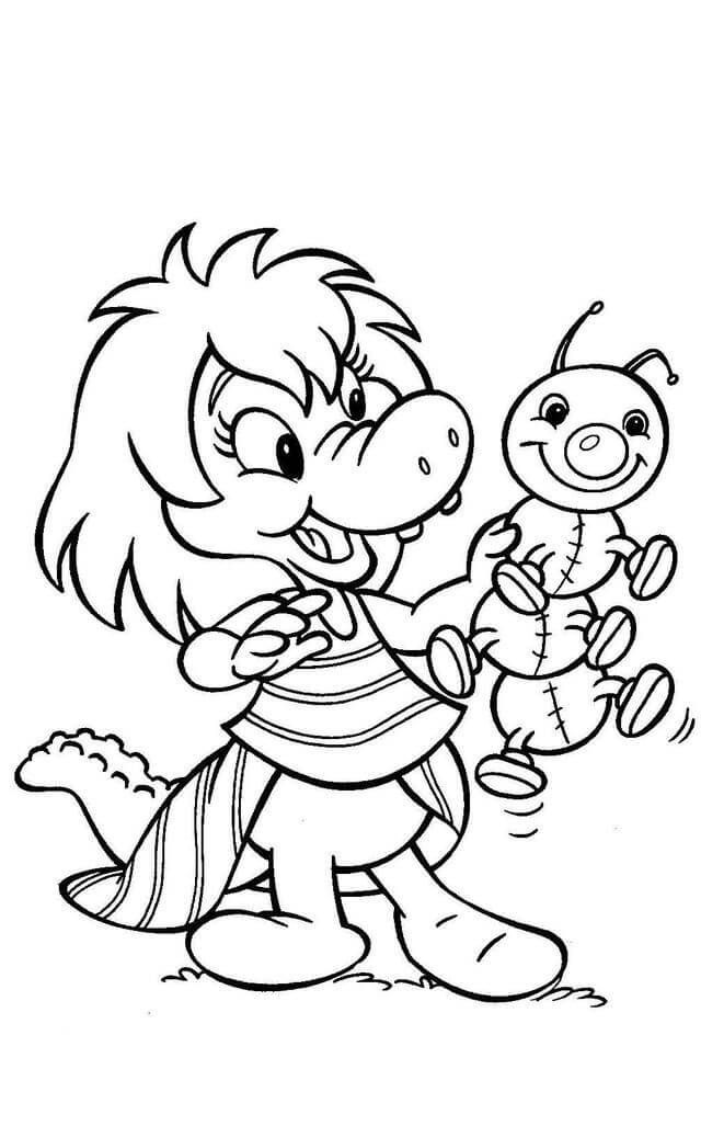 Desenho de Cuca Brincando com Minhoca Imprimivel para Colorir e Pintar