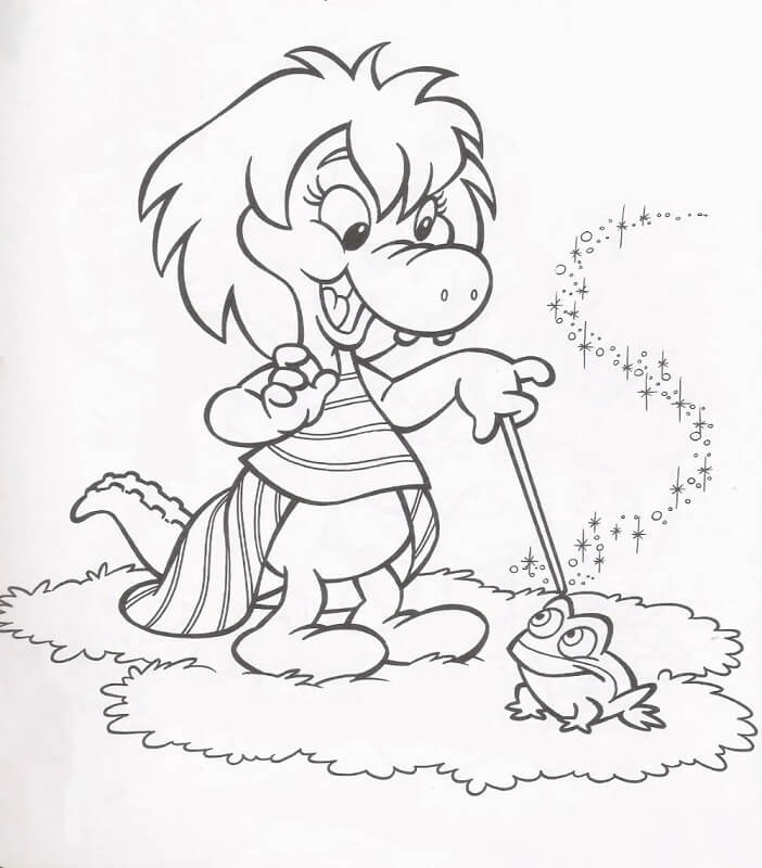 Desenho de Cuca Brincando com Sapo Grátis para Colorir e Pintar