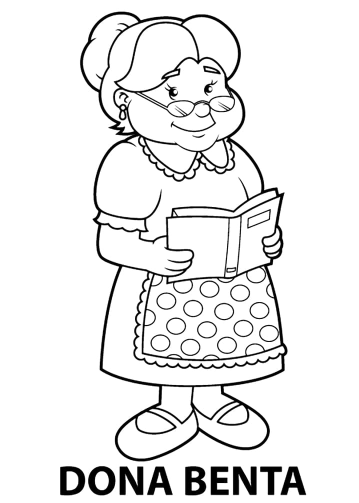 Desenho de Dona Benta Pdf para Colorir e Pintar