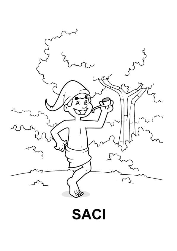 Desenho de Saci Pdf para Colorir e Pintar