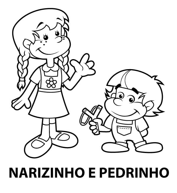 Desenho Narizinho e Pedrinho para Colorir e Pintar