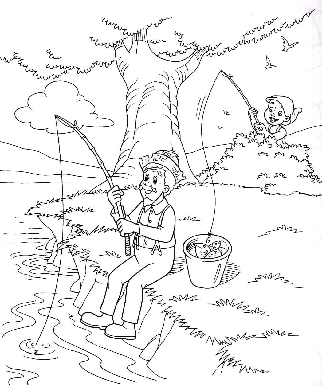 Desenho Saci e Tio Barnabé para Colorir e Pintar