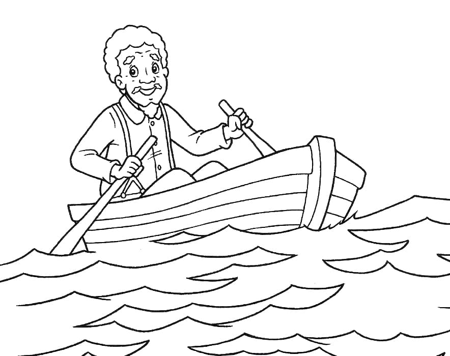Desenho Tio Barnabé no Barco para Colorir e Pintar