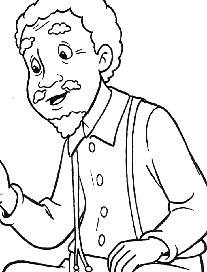 Desenho Tio Barnabé Sorrindo para Colorir e Pintar