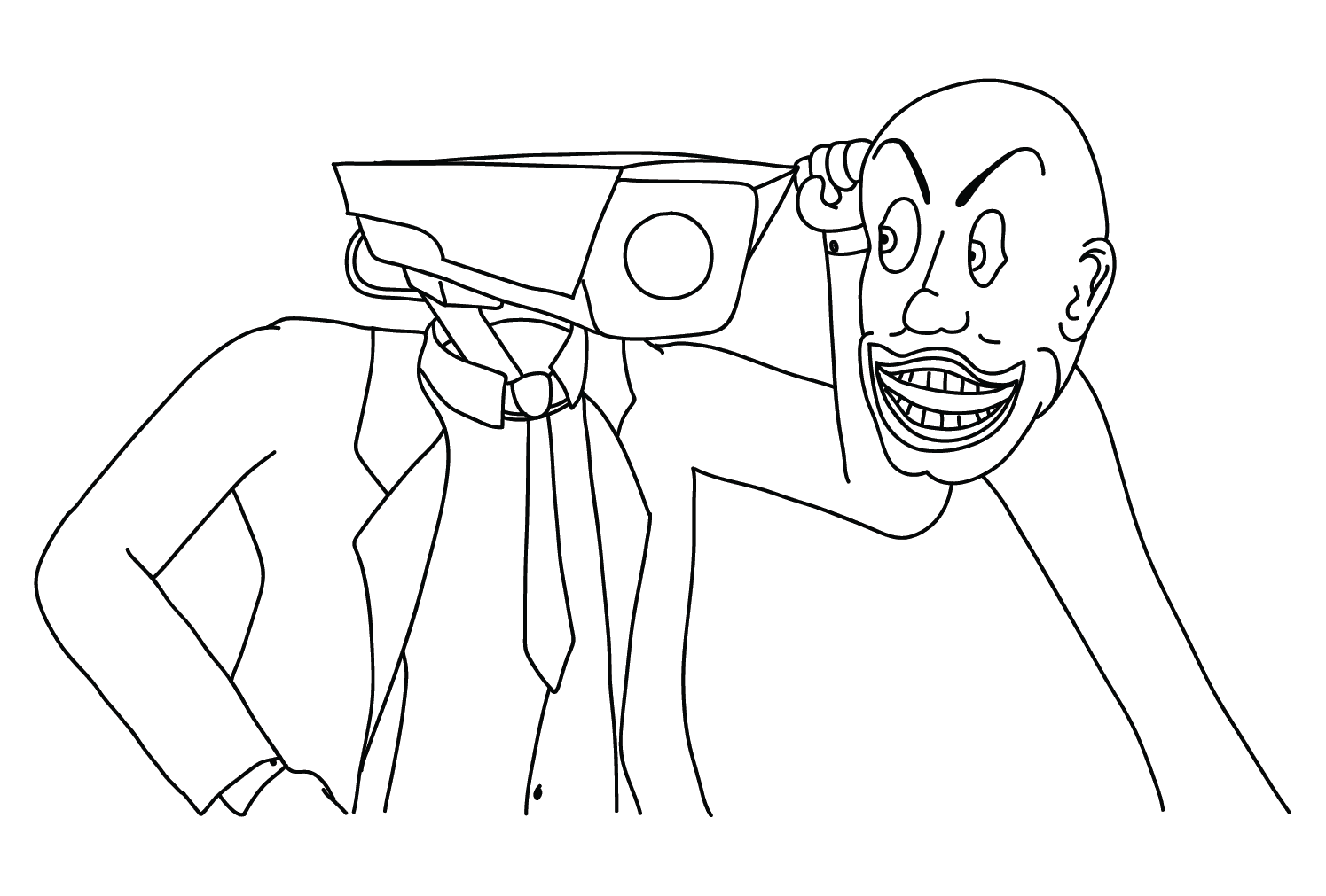 Desenho de Cameraman e Skibidi Toilet para Colorir e Pintar