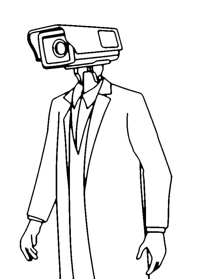 Desenho de Cameraman Skibidi Toilet para Colorir e Pintar