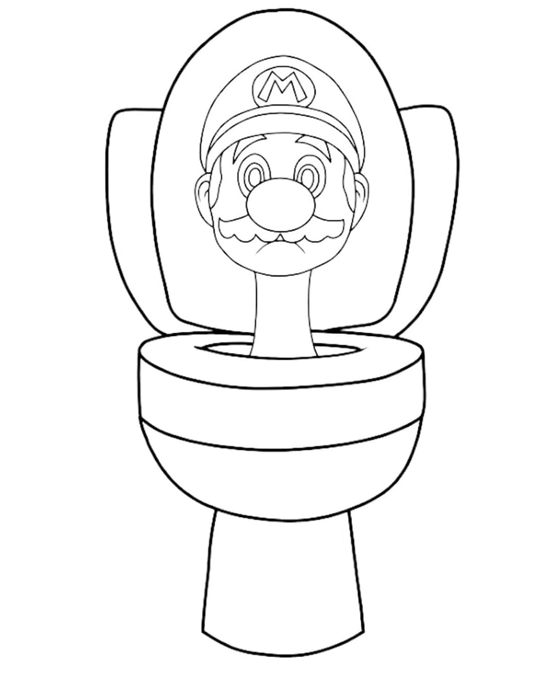 Desenho de Mário Skibidi Toilet para Colorir e Pintar