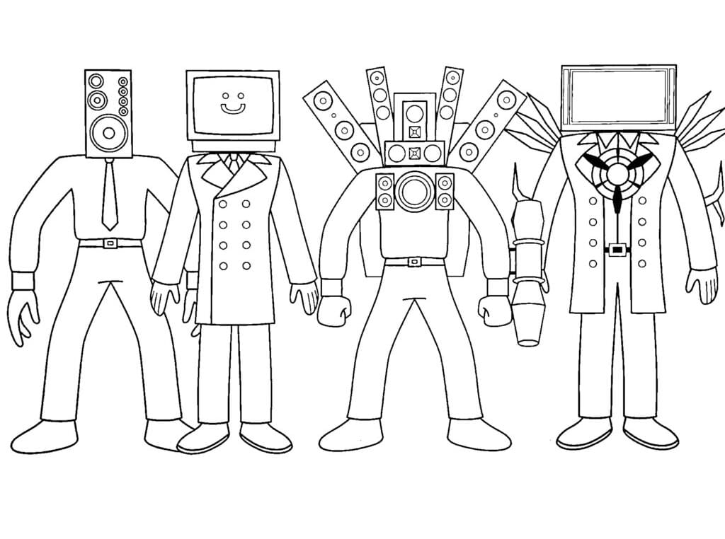 Desenho de Personagens de Skibidi Toilet para Colorir e Pintar