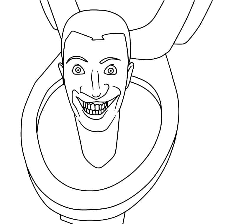 Desenho de Skibidi Toilet Rindo para Colorir e Pintar