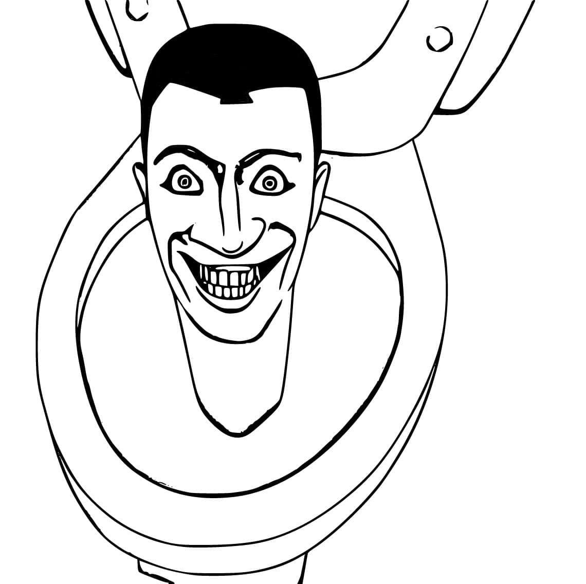 Desenho de Skibidi Toilet Sorridente para Colorir e Pintar