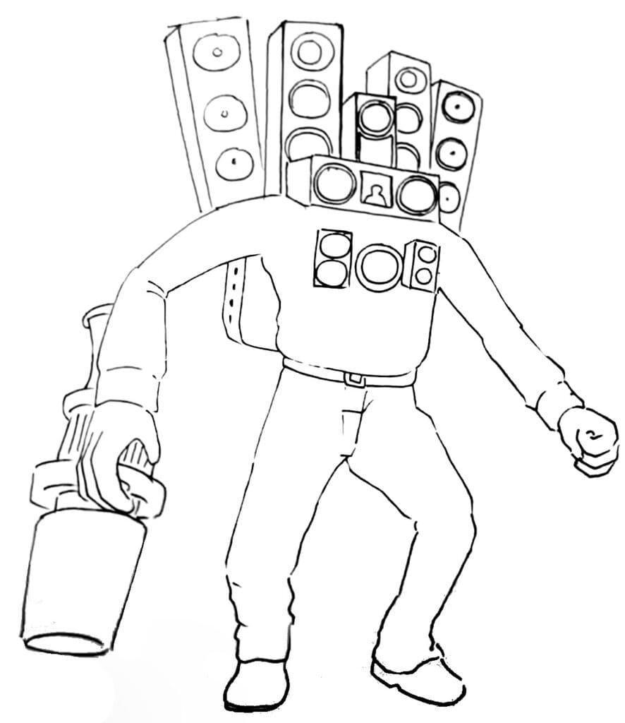 Desenho de Skibidi Toilet Titan Speakerman para Colorir e Pintar
