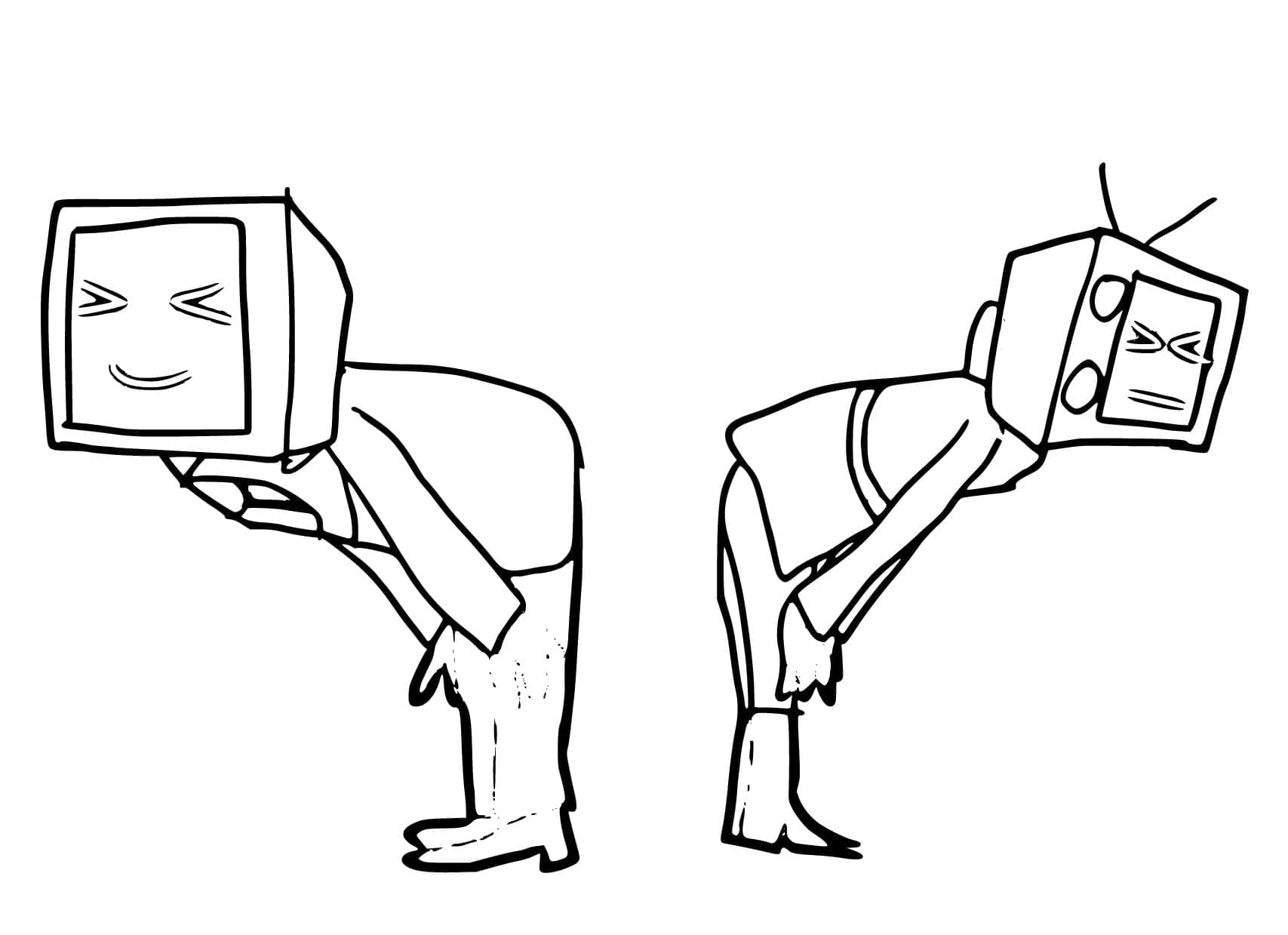 Desenho de Tv Man e Tv Woman de Skibidi Toilet para Colorir e Pintar