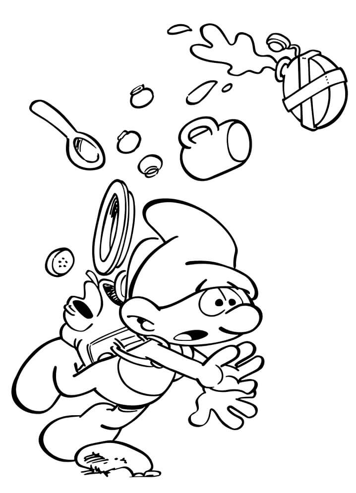 Desenho de Smurf Desastrado para Colorir Pdf e Pintar