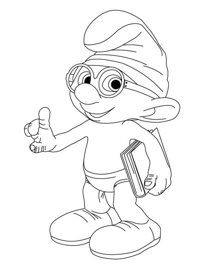 Desenho de Smurf Gênio para Colorir com Tinta Guache e Pintar