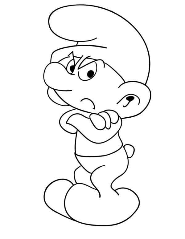 Desenho de Smurf Ranzinza para Colorir com Tinta Guache e Pintar