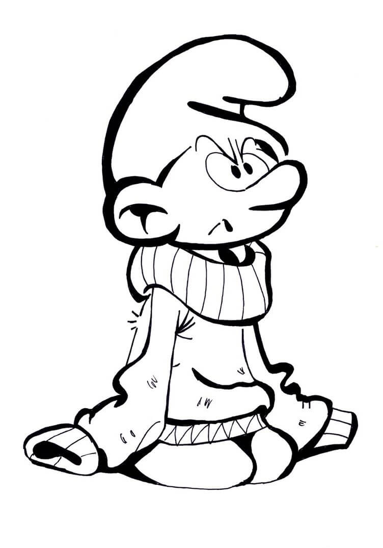 Desenho de Smurf Ranzinza para Imprimir Imprimivel e Pintar